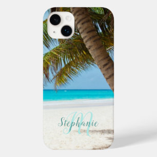 Tropische zandstrand van Turquoise Monogram palmbo Case-Mate iPhone 14 Plus Hoesje