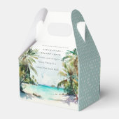 Tropische zandstrand Waterverf palmbomen bruiloft Bedankdoosjes (Achterkant)