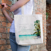 Tropische zandstrand Waterverf palmbomen bruiloft Tote Bag