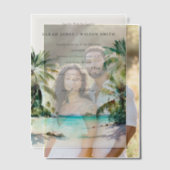 Tropische zandstrand Waterverf palmbomen bruiloft Vellum Uitnodigingen (Offset (Koppel))