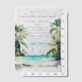 Tropische zandstrand Waterverf palmbomen bruiloft Vellum Uitnodigingen (Offset (Uitnodiging))