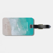 tropische zandstrandoceaan het avontuur begint bagagelabel (Achterkant horizontaal)