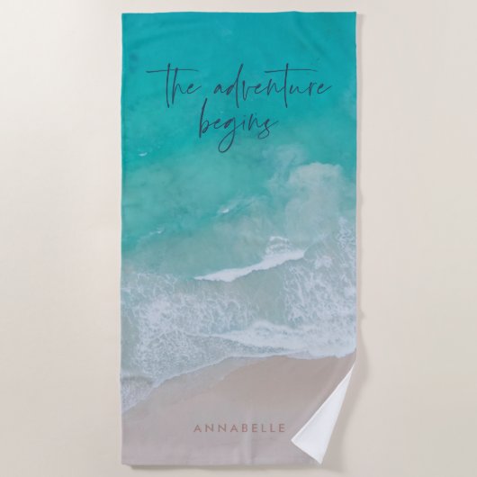 tropische zandstrandoceaan het avontuur begint strandlaken (Voorkant)