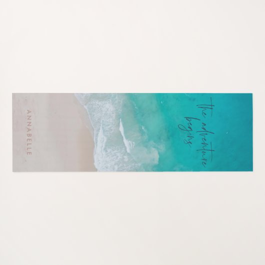 tropische zandstrandoceaan het avontuur begint yogamat (Achterkant (horizontaal))