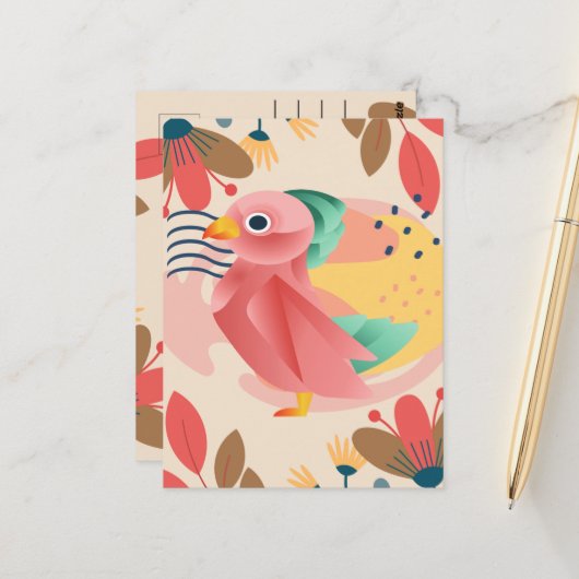 Tropische zangvogel in het paradijs briefkaart (Voorkant / Achterkant in situ)