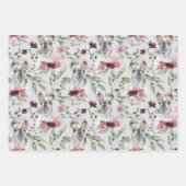 Tropische zebra alpaca grijs roze zwart bloemblad inpakpapier vel (Voorkant 2)