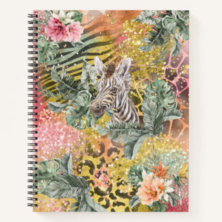 Tropische Zebra op dierenprint Notitieboek