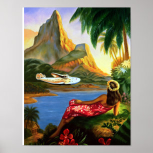 tropische Zee in Hawaï — palmboom Poster