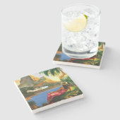  tropische Zee in Hawaï — palmboom Stenen Onderzetter (Zijkant)