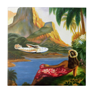 tropische Zee in Hawaï — palmboom Tegeltje