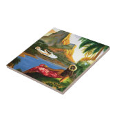  tropische Zee in Hawaï — palmboom Tegeltje (Zijkant)