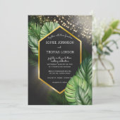 Tropische zee nacht donkere waterverf bruiloft kaart (Staand voorkant)