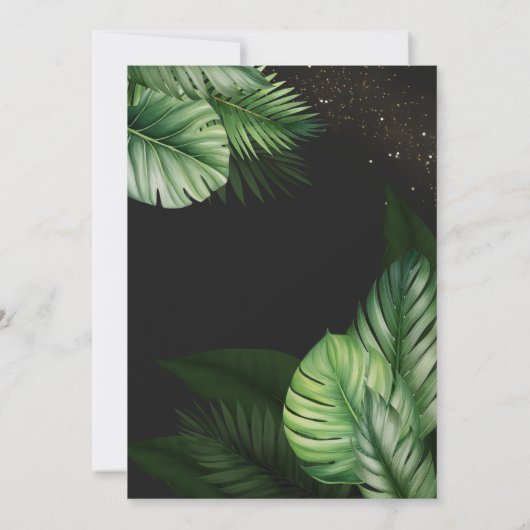 Tropische zee nacht donkere waterverf bruiloft kaart (Achterkant)