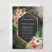 Tropische zee nacht donkere waterverf bruiloft kaart (Voorkant)