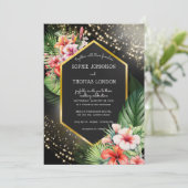 Tropische zee nacht donkere waterverf bruiloft kaart (Staand voorkant)