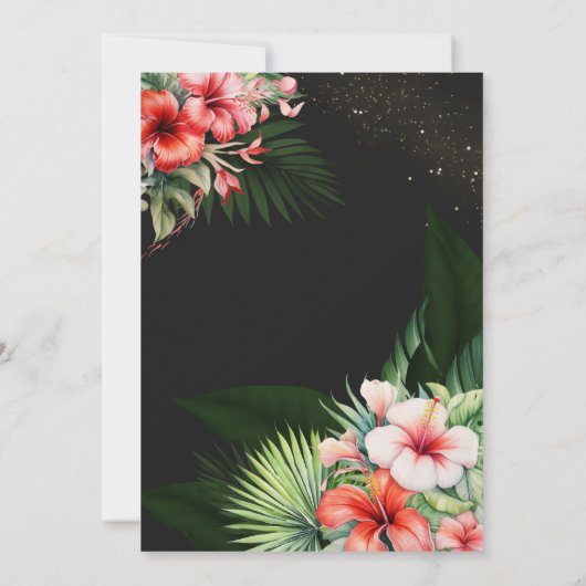 Tropische zee nacht donkere waterverf bruiloft kaart (Achterkant)