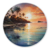 Tropische zee-oceaanstrand Sunset Keramische Knop (Voorkant)