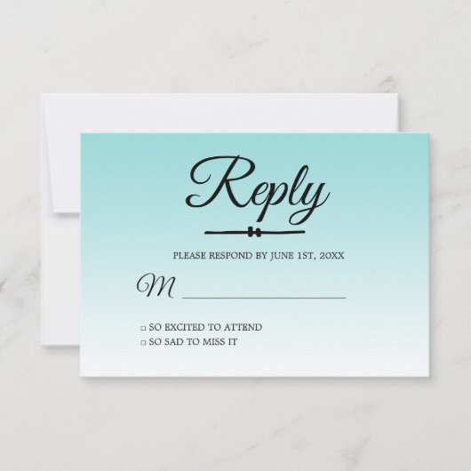 Tropische Zee Schelp Blauw Ombre Sweet 16 RSVP Kaart (Voorkant)