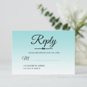 Tropische Zee Schelp Blauw Ombre Sweet 16 RSVP Kaart (Staand voorkant)