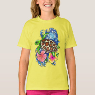 Tropische Zee schildpad en Hibiscus T-shirt