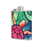 Tropische Zee Schildpad Kleurrijke Batik Style Heupfles (Links)