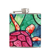Tropische Zee Schildpad Kleurrijke Batik Style Heupfles (Voorkant)
