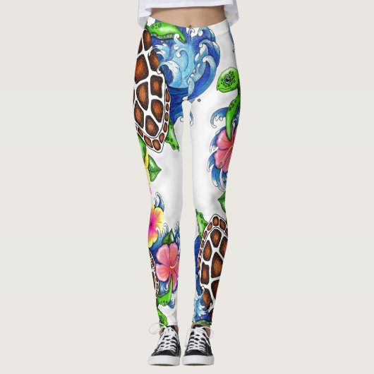 Tropische Zee Schildpad Leggings (Voorkant)