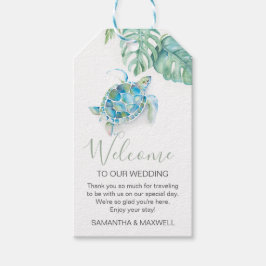 Tropische Zee Schildpad Welkom Waterverf Cadeautag Cadeaulabel