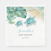 Tropische Zee Turtle Waterverf Servet (Voorkant)