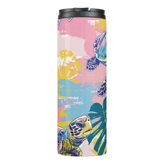 Tropische Zee Turtles Thermal Tumbler Thermosbeker (Achterkant)
