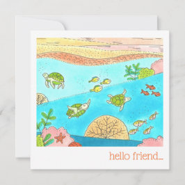 Tropische Zee van de Oceaan Turtles Hallo Friend Notitiekaartje