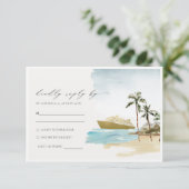 Tropische zeebaars cruise Palm Wedding RSVP Informatiekaartje (Staand voorkant)