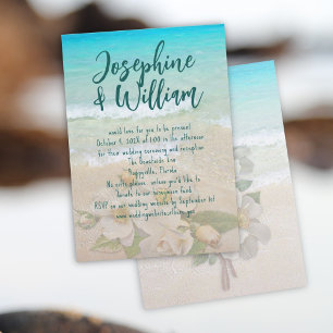 Tropische Zeeen Beach Roos Casual bruiloft Kaart
