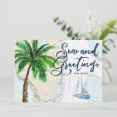 Tropische Zeeen en groeten met kerst Feestdagenkaart (Staand voorkant)
