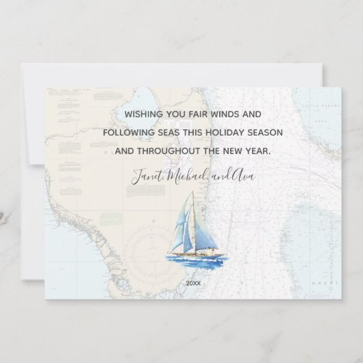 Tropische Zeeen en groeten met kerst Feestdagenkaart (Achterkant)