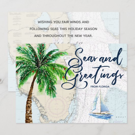 Tropische Zeeen en groeten met kerst Feestdagenkaart (Voorkant / Achterkant)