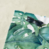 Tropische Zeeen schildpad en palmbladeren Strandlaken (In situ)