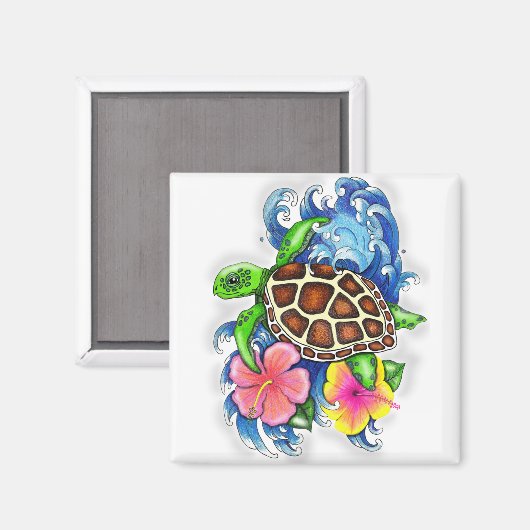 Tropische Zeeen schildpad Magneet (Voorkant / Achterkant)