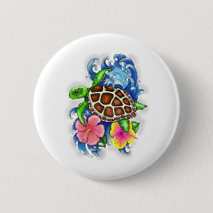 Tropische Zeeen schildpad Ronde Button 5,7 Cm