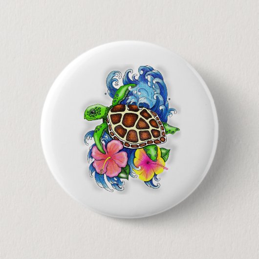 Tropische Zeeen schildpad Ronde Button 5,7 Cm (Voorkant)
