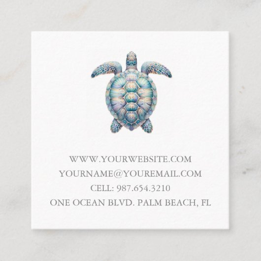 Tropische Zeeen schildpad Vierkante Visitekaartje (Voorkant)