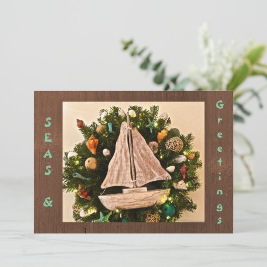Tropische Zeeen uit de kust en kerstmis Feestdagenkaart (Staand voorkant)
