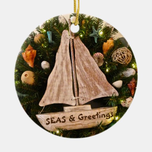 Tropische ZEEEN uit de kust en kerstmis Keramisch Ornament (Voorkant)