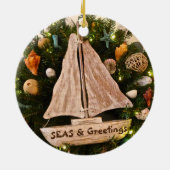 Tropische ZEEEN uit de kust en kerstmis Keramisch Ornament (Achterkant)