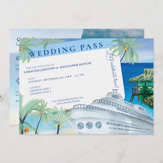 Tropische Zeegezicht Cruise Bestemming Huwelijkspa Kaart (Voorkant / Achterkant)
