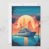 Tropische Zeegezicht Strand Cruise Bruiloft Kaart (Achterkant)