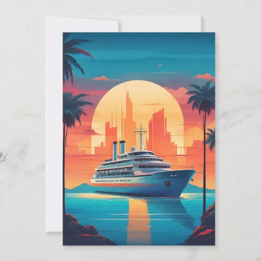 Tropische Zeegezicht Strand Cruise Bruiloft Kaart (Achterkant)