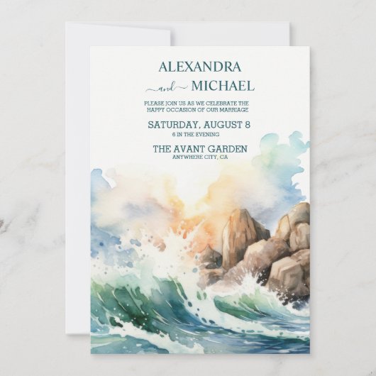 Tropische Zeegezicht Strand Cruise Bruiloft Kaart (Voorkant)