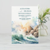 Tropische Zeegezicht Strand Cruise Bruiloft Kaart (Staand voorkant)