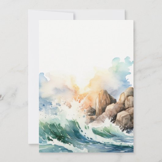 Tropische Zeegezicht Strand Cruise Bruiloft Kaart (Achterkant)